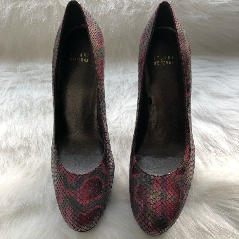 Stuart Weitzman "Boaswoon" Platform Snake Embossed